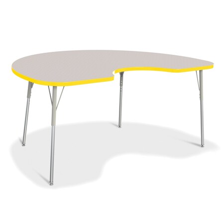 Jonti-Craft Berries Kidney Activity Table, 48 in. x 72 in., A-height, Freckled Gray/Yellow/Gray 6423JCA007